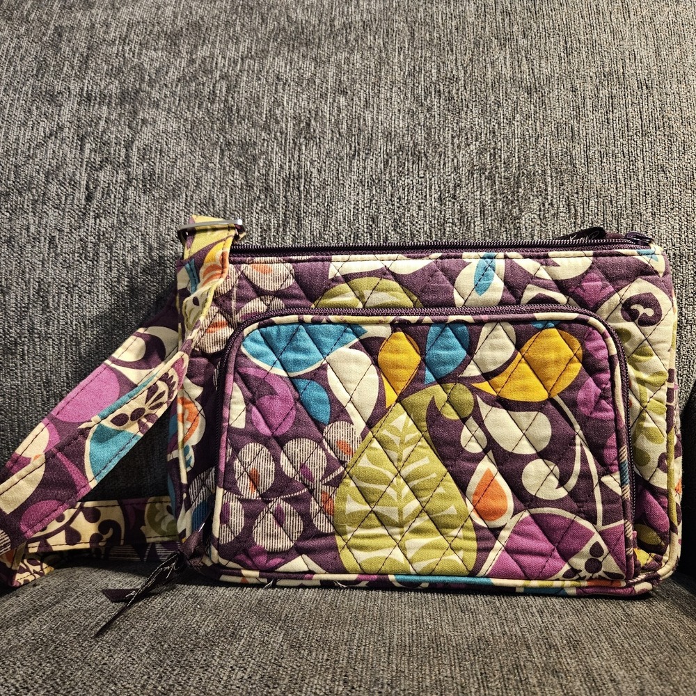 Vera Bradley Plum Crazy Cross Body Bag Purse - Retired‎ Pattern - Picture 3 of 9